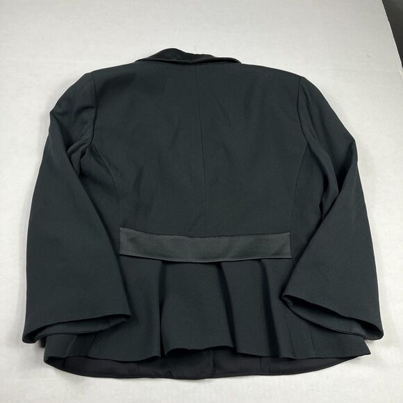 Armani Collezioni Black Satin Trim Classic Blazer 12 Ruched 3/4 Sleeve Jacket - Picture 9 of 13